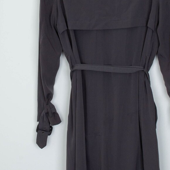 Zara Womens Long Double Breasted Trench Coat Size S Gray ASO Spencer Hastings - Picture 10 of 13